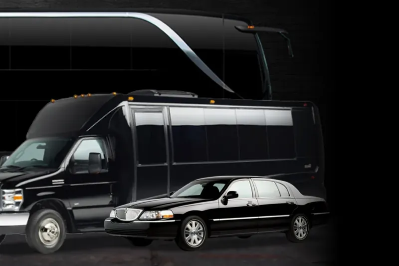 A black Kentucky Legacy Tours town car in front of the executive shuttle