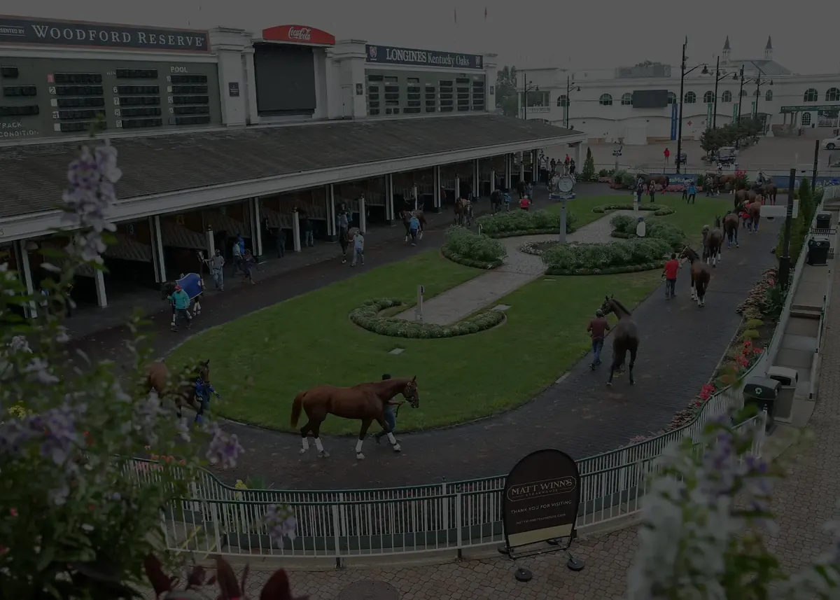 The twin spires of Churchill Downs in Louisville, Kentucky