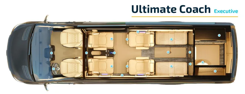 Interactive floor plan of the Kentucky Legacy Tours executive coach