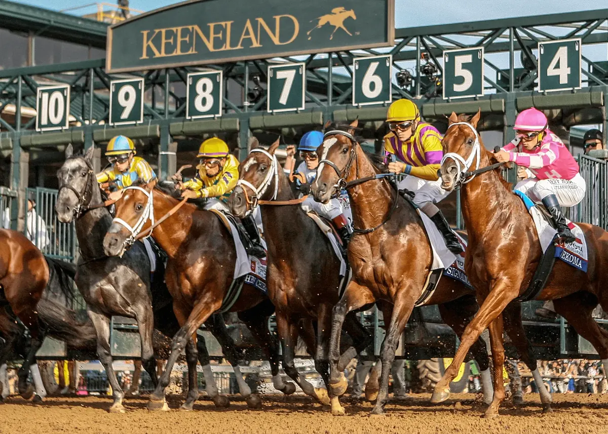 Thoroughbred racing at Keeneland Race Course in Lexington