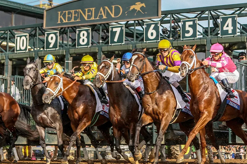 The grandstand and paddock at Keeneland Race Course